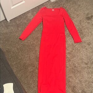 Chic Long Sleeve Red Dress